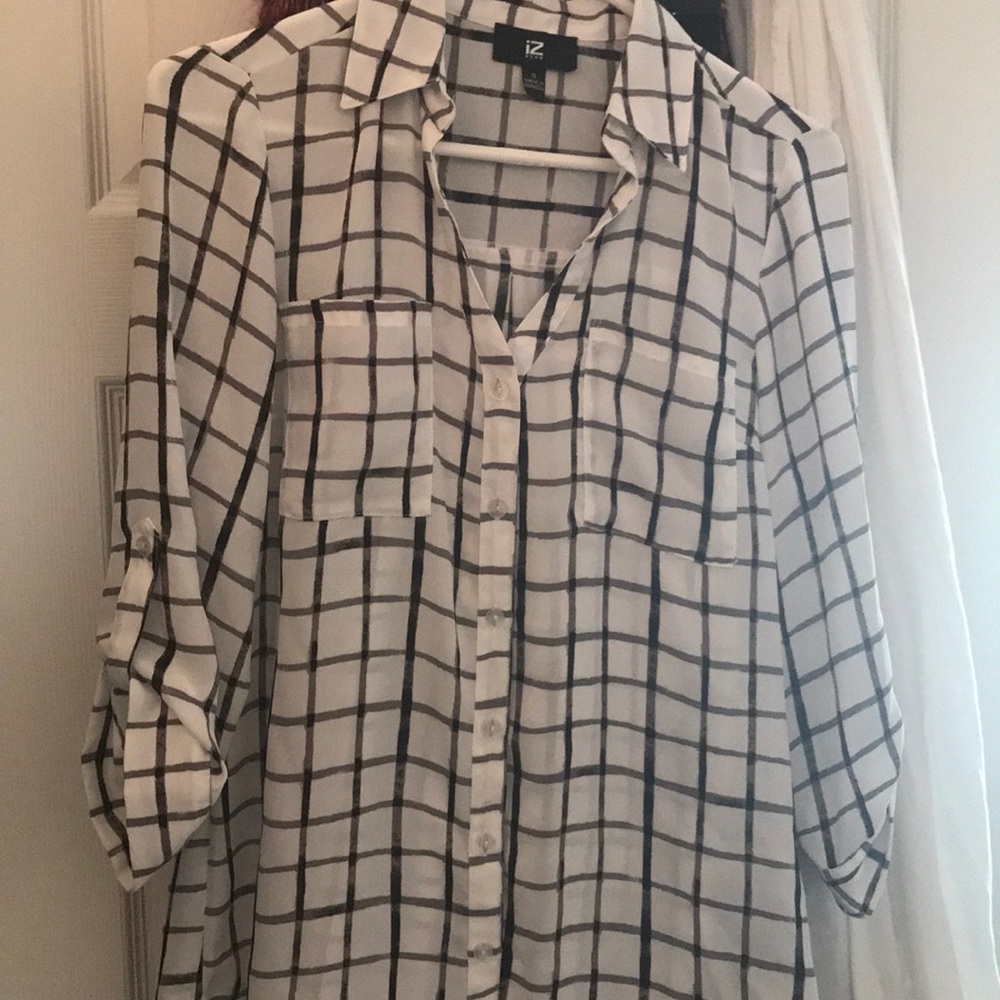 Black and White plaid button up shirt